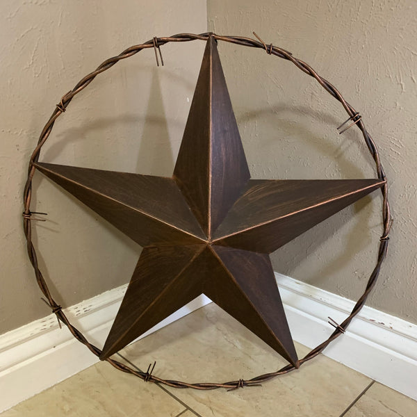 24" BARBWIRE TWISTED RING METAL WALL ART WESTERN HOME DECOR RUSTIC BRONZE COPPER #A10024