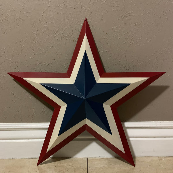 12",16",24",30",36" RED WHITE BLUE METAL BARN STAR METAL WALL ART HANDMADE