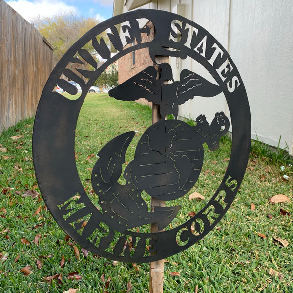 24" USA MARINE CORPS MILITARY LASERCUT BLACK CUSTOM VINTAGE METAL CRAFT WALL ART DECOR WESTERN HOME DECOR HANDMADE