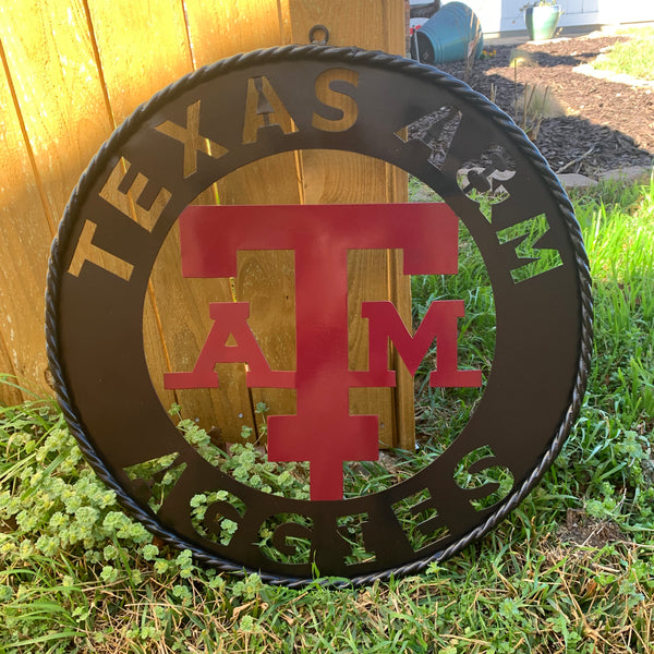 24" TEXAS A&M WIDE BAND RING CUSTOM METAL VINTAGE CRAFT SIGN TEAM HANDMADE