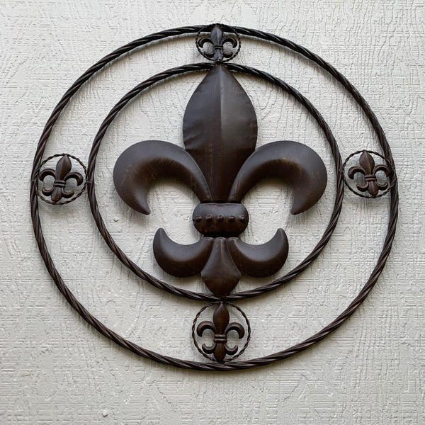 MULTI FLEUR DE LIS METAL WALL ART WESTERN HOME DECOR VINTAGE RUSTIC BROWN ART NEW