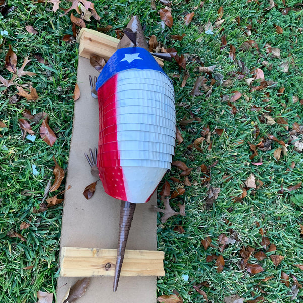 30",22",14",10" TEXAS FLAG ARMADILLO GARDEN ANIMAL SCULPTURE METAL DECOR ORNAMENT PATRIOTIC DECOR