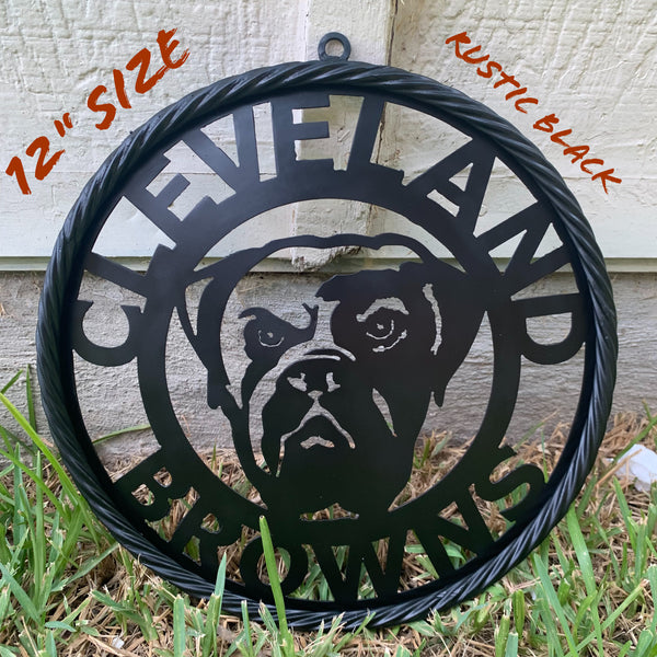 CLEVELAND BROWNS METAL CUSTOM VINTAGE CRAFT ART HANDMADE RUSTIC BLACK
