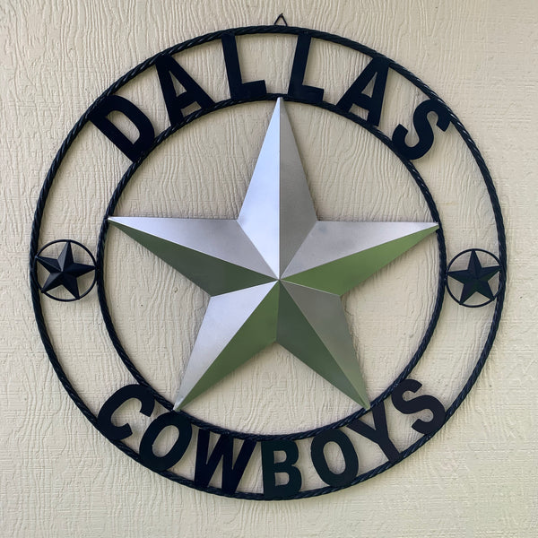 DALLAS COWBOYS SILVER & NAVY BLUE BARN STAR CUSTOM METAL VINTAGE LONE STAR WESTERN HOME DECOR HANDMADE SIZE:24",32",36",40",42",44",46",50"-#EH10156