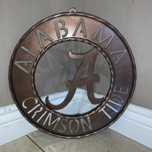 ALABAMA CRIMSON TIDE WIDE BAND RING CUSTOM METAL VINTAGE CRAFT TEAM SIGN HANDMADE