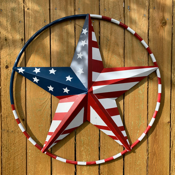 PEACE STAR METAL RED WHT BLUE STAR WESTERN HOME DECOR HANDMADE 12",16",24",32"36",38",40",48"