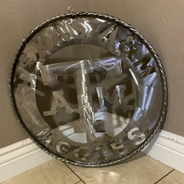 24" TEXAS A&M WIDE BAND RAW METAL CUSTOM VINTAGE CRAFT WALL ART TEAM SIGN HANDMADE
