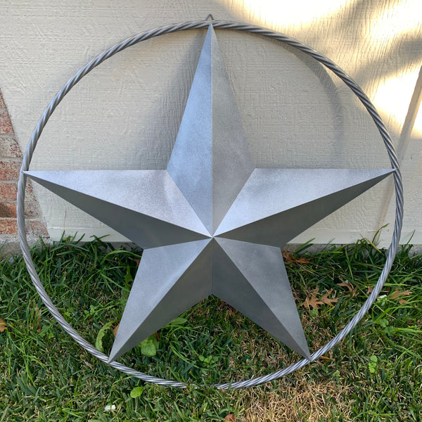 12",16",24",32",34", 36",38",40",48",60",72",96" RUSTIC GREY BARN LONE STAR WITH TWISTED ROPE RING METAL WALL ART WESTERN HOME DECOR VINTAGE RUSTIC CRAFT NEW