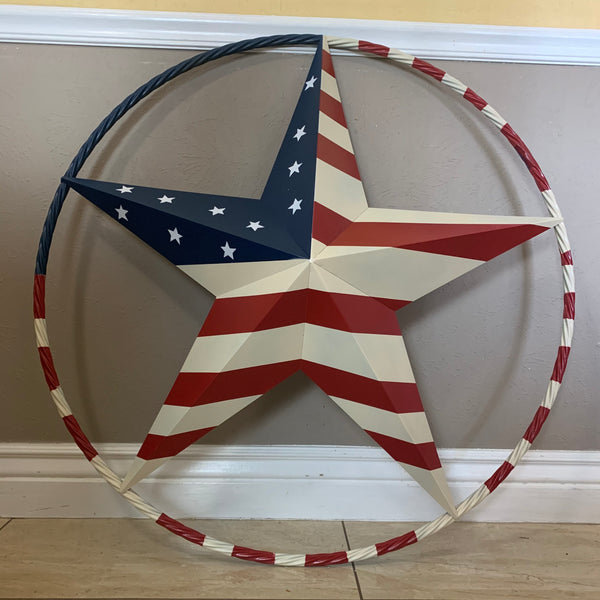 USA AMERICANA FLAG STAR METAL RED WHT BLUE STAR WESTERN HOME DECOR HANDMADE 12",16",24",32"36",38",40",48"