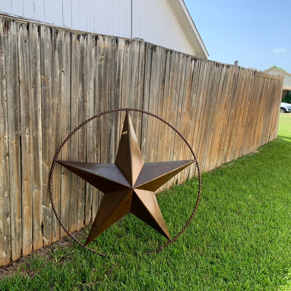 #EH10507 TEXAS GIANT 8,6,5,4 FOOT NATURAL RUSTIC SEALED UNPAINTED LARGE OVERSIZE METAL LONESTAR GENUINE RUST PATINA LONE STAR TWISTED ROPE RING 4,5,6,8 FOOT