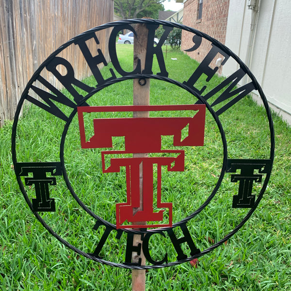 12", 18", 24", 32" WRECKEM TEXAS TECH METAL CUSTOM VINTAGE CRAFT TEAM SIGN HANDMADE