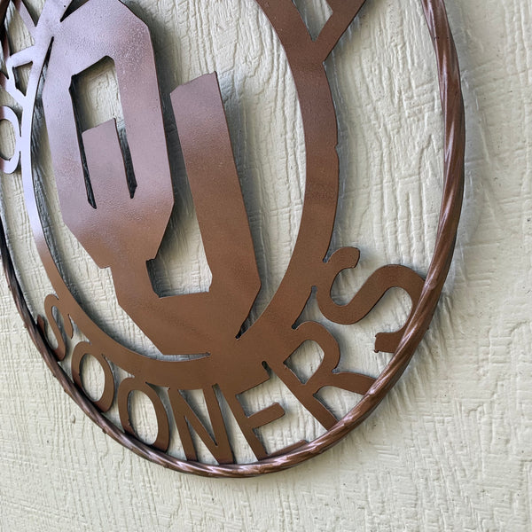 12",18",24",32",36" OU SOONERS OKLAHOMA HAMMERED COPPER CUSTOM VINTAGE TEAM CRAFT METAL ART WESTERN HOME DECOR