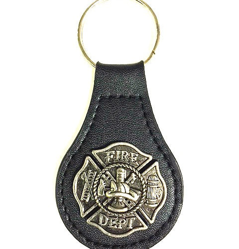 #EH80010 FIRE DEPT. LEATHER KEYFOB METAL CONCHO KEYCHAIN WESTERN FASHION ART BRAND NEW