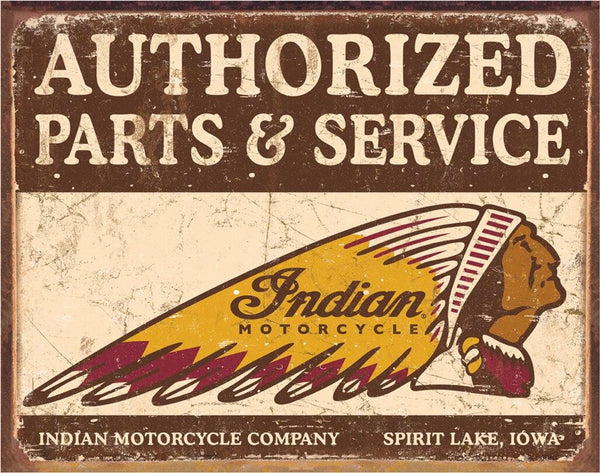 ITEM#1930 INDIAN AUTHORIZED PARTS AND SERVICE MOTORCYCLES TIN SIGN METAL ART WESTERN HOME DECOR CRAFT