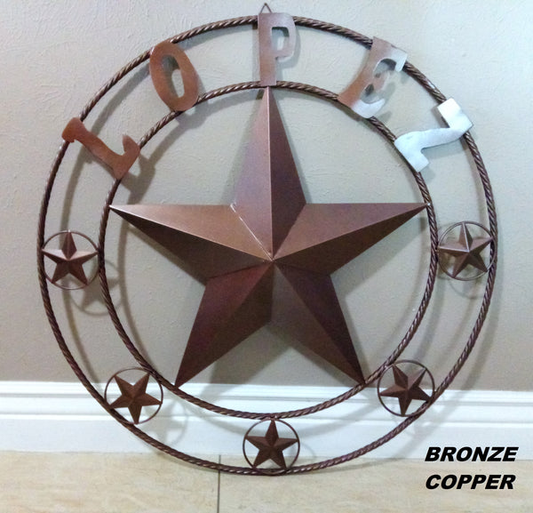 KOLET FAMILY STYLE YOUR CUSTOM FAMILY NAME STAR METAL BARN STAR ROPE RING KOLET FAMILY WESTERN HOME DECOR VINTAGE RUSTIC BROWN NEW HANDMADE 24",32",34",36",40",42",44",46",50"
