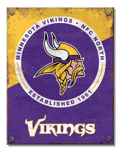 #8175 MINNESOTA VIKINGS NFL TIN SIGN CUSTOM METAL VINTAGE TEAM CRAFT WESTERN HOME DECOR OFFICIAL LICENSED PRODUCT