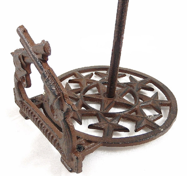 Western Crossed Pistols Stars Paper Towel Holder Cast Iron Rustic Brown Finish #56486