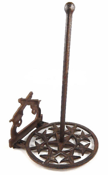 Western Crossed Pistols Stars Paper Towel Holder Cast Iron Rustic Brown Finish #56486