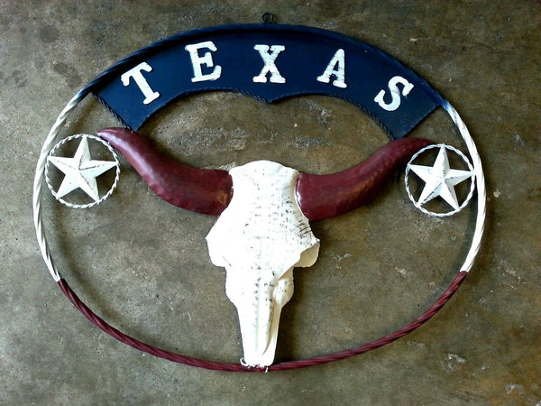 24" X 18" TEXAS LONGHORNS METAL ART WALL DECOR WESTERN HOME DECOR NEW
