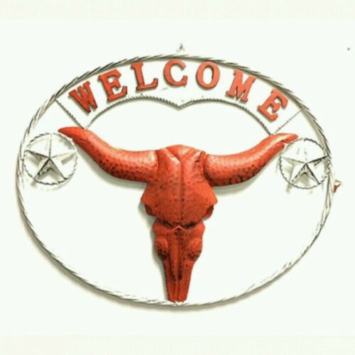 24" X 18" TEXAS LONGHORNS METAL ART WALL DECOR WESTERN HOME DECOR NEW