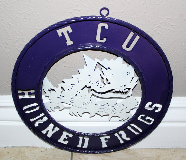 18",24",32" TCU HORNED FROGS CUSTOM METAL VINTAGE CRAFT TEAM SIGN WESTERN HOME DECOR HANDMADE
