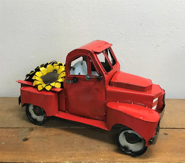 24" MULTI STYLE PICKUP TRUCK METAL GARDEN ART FIGURINE OUTDOOR & INDOOR FARM HOUSE WESTERN HOME DECOR HANDMADE NEW: 24"L X 12"W X 12" H