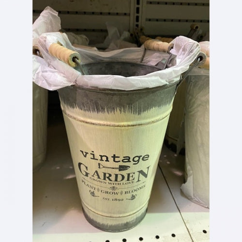 GALVANIZED SET 3 VINTAGE GARDEN BUCKET WESTERN HOME DECOR METAL NEW ART