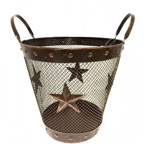 13" STAR WASTE BASKET BUCKET WESTERN HOME DECOR METAL NEW ART # EH12044