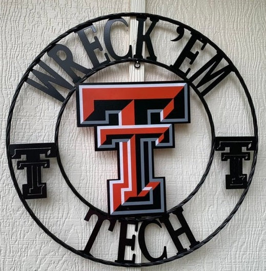 12", 18", 24", 32" WRECKEM TEXAS TECH CUSTOM VINTAGE CRAFT METAL TEAM SIGN